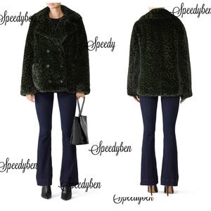 Zadig & Voltaire Miles Leo Leopard Print Teddy Faux Fur Coat XS